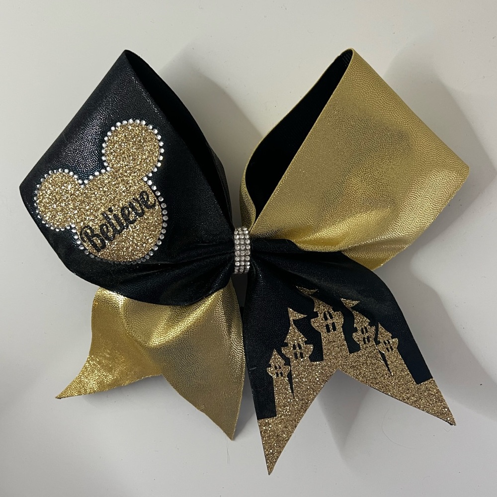 Black and Gold Disney Competition Cheer Bow